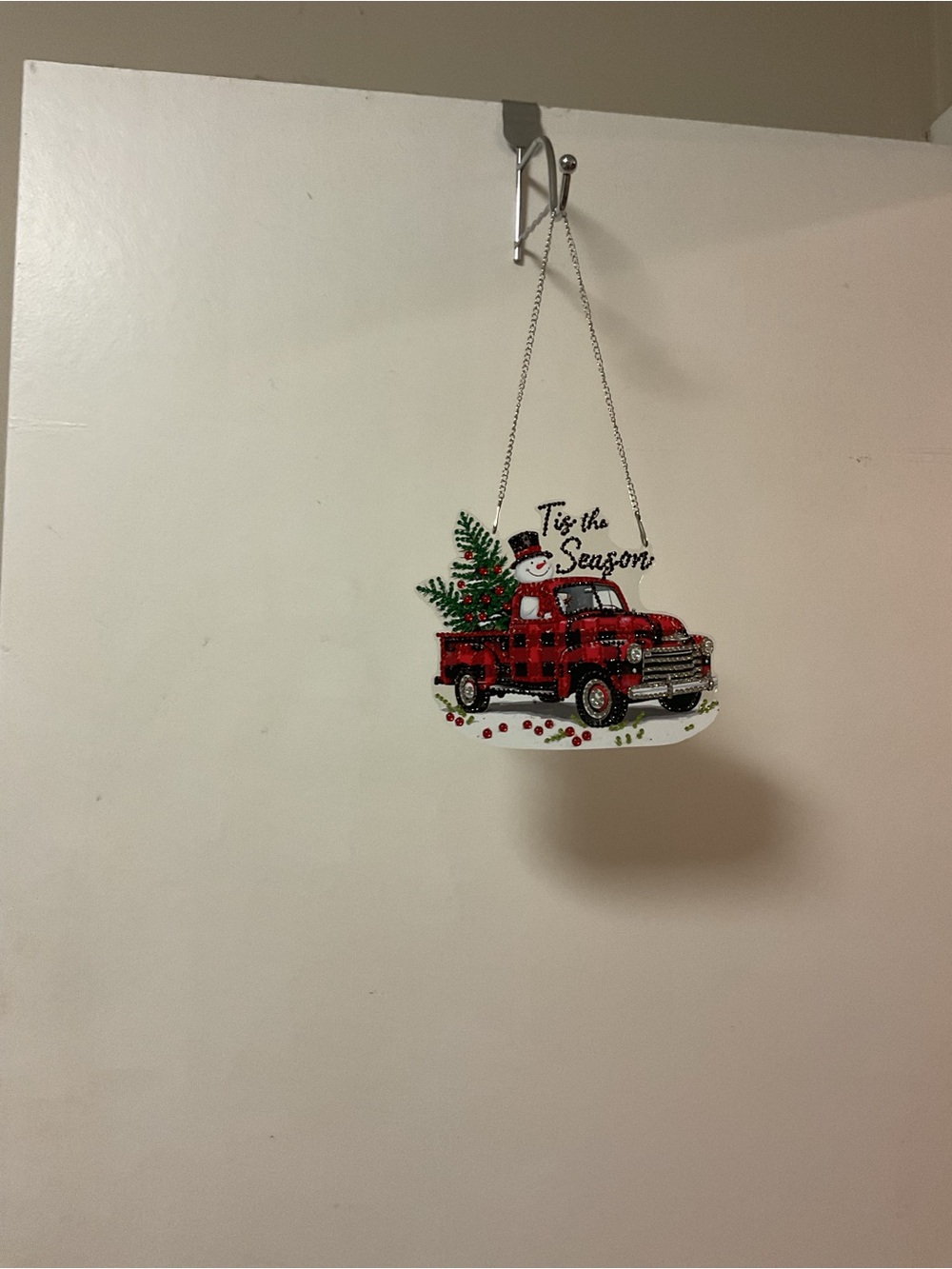 Diamond Art 'Tis the Season Red Plaid Truck Hanging Holiday Decor - Picture 3 of 3